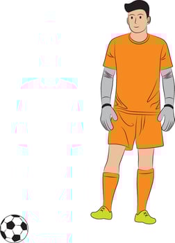 Football Goalkeeper Standing with a Ball - Character in Sport Uniform. vector