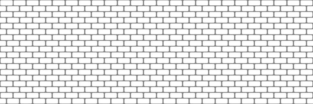 Brick wall seamless pattern. House wall brick stone background. White wallpaper texture. Building tile surface. Rectangle blocks round corners seamless pattern. Vintage illustration vector