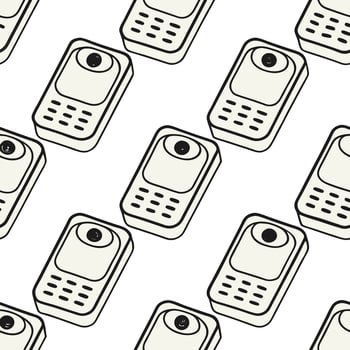 Hand drawn cell phone pattern on transparent background vector