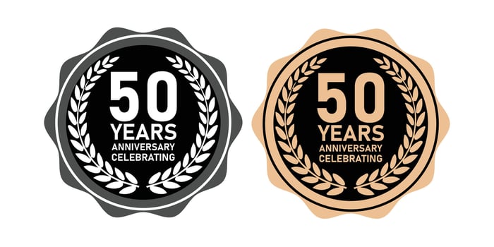 50 Years Anniversary Emblems for Long-Term Achievement Recognition vector