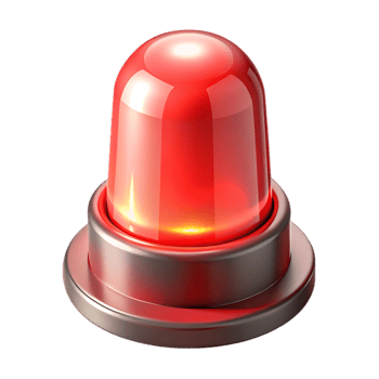 3d icon of a glowing red alarm light with a metallic base, isolated on a transparent background png