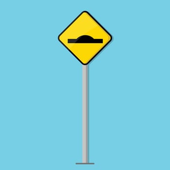 A yellow sign with a black arrow pointing down vector