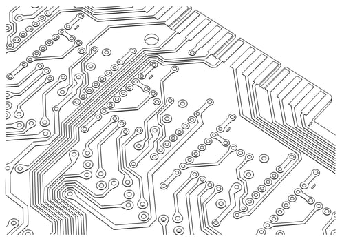 Circuit board close up illustration vector