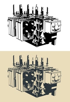 Powerful distribution transformer illustration vector