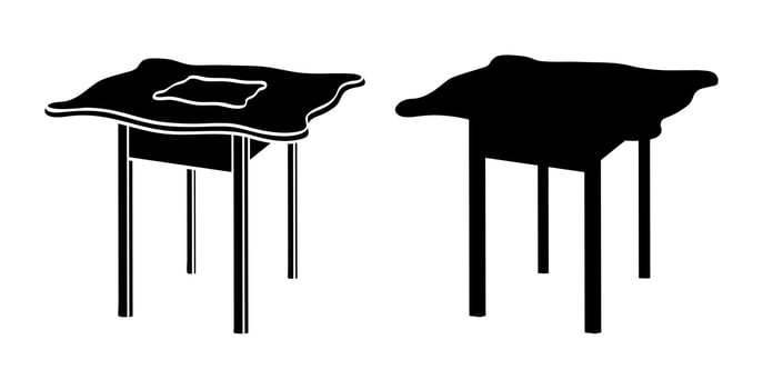 Black silhouette of square table, decorative dining furniture vector