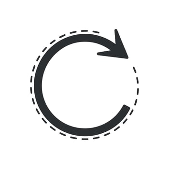 Circular Arrow Icon Illustration Depicting Rotation and Direction with a Dashed Outline Design on Transparent vector
