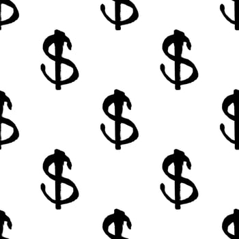 Seamless pattern with dollar currency symbol for decorative print, wrapping paper, greeting cards, wallpaper and fabric twenty six vector