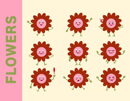 cute mascot character flower for design vector