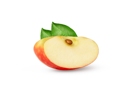 Apple slice with leaf isolated. Red apple wedge and leaves. png