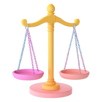 Colorful digital illustration of a balance scale isolated on a transparent background. png
