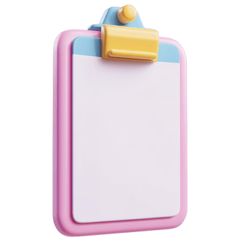 Colorful clipboard with a blank sheet of paper isolated on a transparent background. png