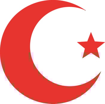Red Crescent and Star Symbol Icon Representing Islamic Culture and Heritage Illustration vector