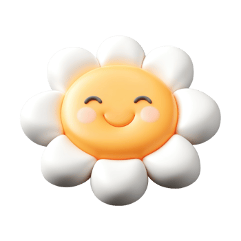 Cheerful plasticine sun with white petals brings joy to any setting png