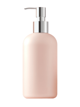 Beige bottle with dispenser for lotion or liquid in minimalist design png