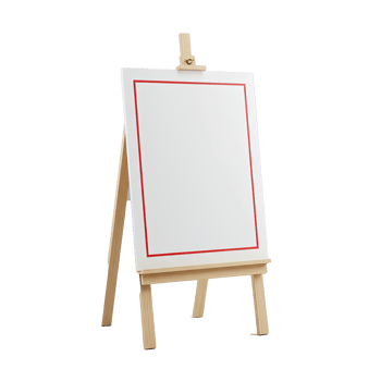 Blank White Sign with Red Border on a Wooden Easel png