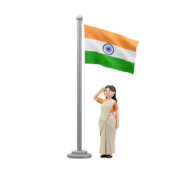 Indian Woman Saluting the National Flag A 3D Render of Patriotism and Respect png