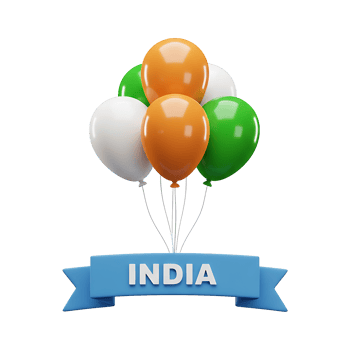 Celebrating Indias Independence Day with Colorful Balloons and a Ribbon Banner png