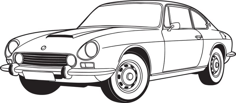 Grand Turismo Classic Car Line Art - Vintage European Sportscar Elegance vector