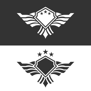 Military insignia black and white badge silhouette vector