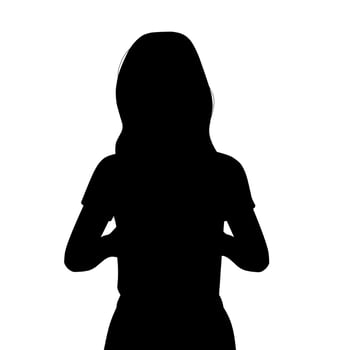 Solid black silhouette of a woman performing a breast self-exam. Suitable for awareness logos, icons, or minimalist health visuals vector