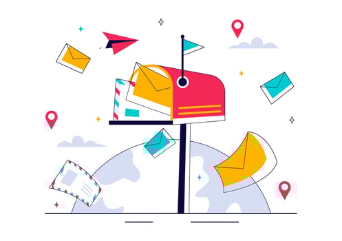 Mailbox with letters and envelopes flying vector