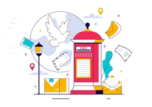 Mailbox with letters and a dove vector