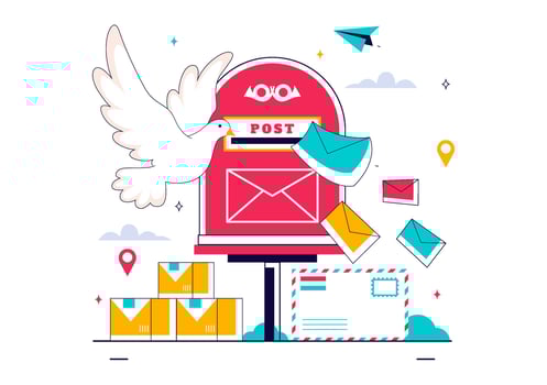 mailbox with letters and a dove vector