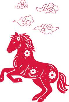 A red horse with clouds in the background png