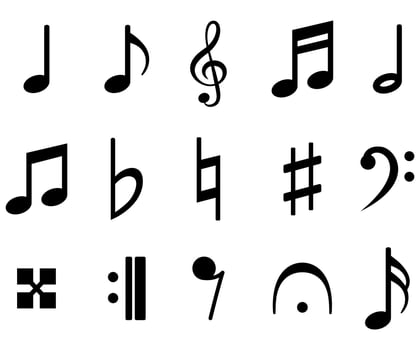 Music notes glyph composing melody musical notation illustration vector
