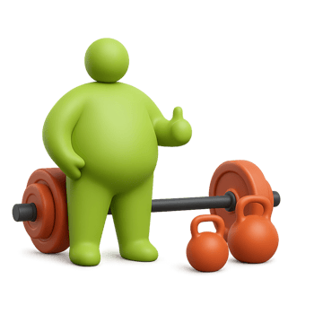 3D Dumbbell and Plus-Size Athlete Icon for Inclusive Fitness png