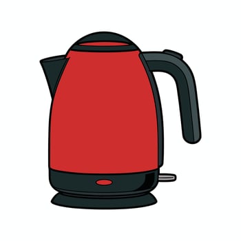 Red Electric Kettle Illustration, Modern Kitchen Appliance Clipart, Hot Water Boiler Icon for Cooking, Tea, Coffee, Home, Restaurant, and Cafe Design vector