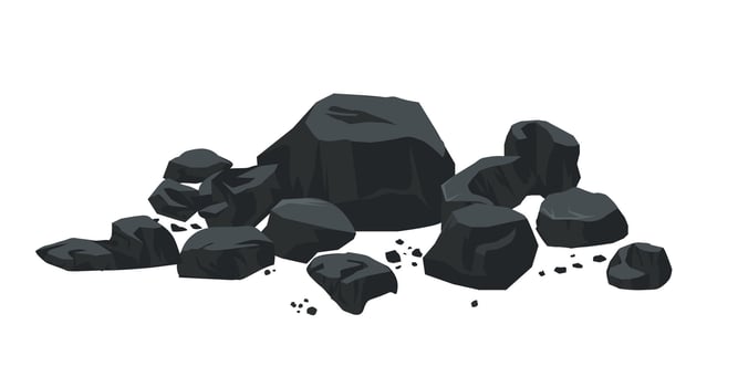 Heavy industry, a pile of pieces of coal, charcoal vector