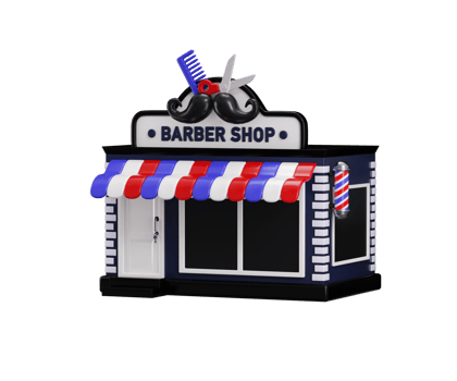Barber shop icon 3d render concept of man fashion and beauty hair salon icon illustration png