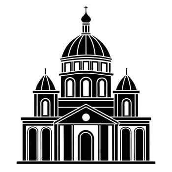 Heritage Temple Silhouette on White Background vector