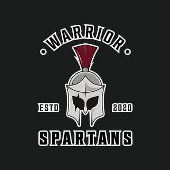 spartan of helmet logo color illustration template icon graphic design . Greece warrior sign and symbol for fantasy story or company with black backgrounds vector