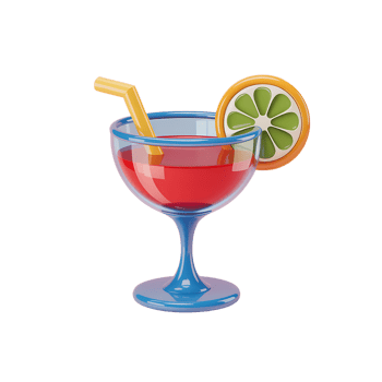 A drink with a straw and slice of lime png