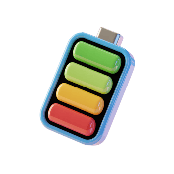 A colorful battery charger with four different colored buttons png