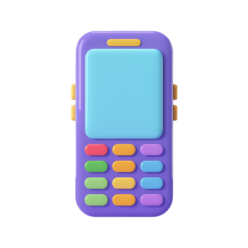 A purple cell phone with colorful buttons png