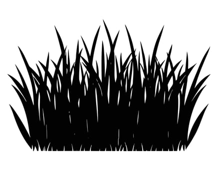 Dramatic Black Silhouette of Tall Grass Blades, Lush Meadow, Dark and Mysterious Nature Scene, Bold Graphic Design Element vector