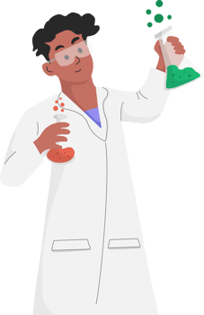 Illustration of Scientist Holding Beakers png