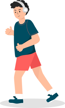Illustration of Man Jogging with Headphones png