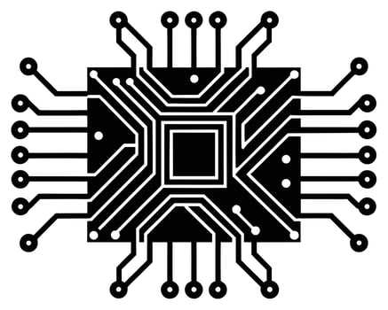 Sleek Black Microchip Circuit Board Design A Minimalist Illustration of Technological Innovation and Connectivity - Professional digital artwork with vibrant colors and detailed composition vector