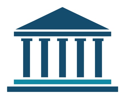 Serene Blue Classical Building Icon Architectural Design Symbol of Authority, Trust, and Stability - Professional digital artwork with vibrant colors and detailed composition vector