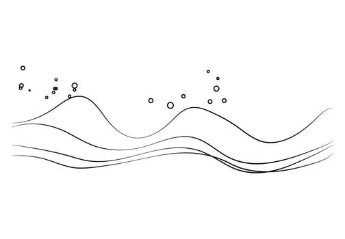 Continuous one line art of Sea wave. vector