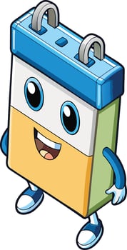 Cartoon Battery Character with Smiling Face on Transparent Background vector