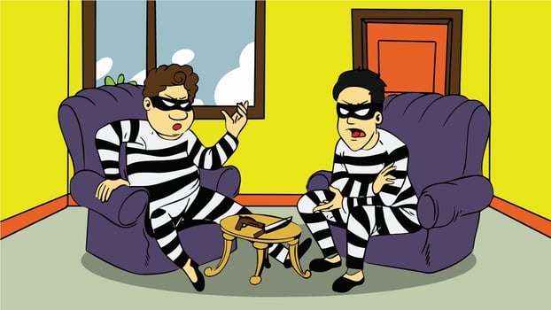 two criminals are discussing. cartoon style vector