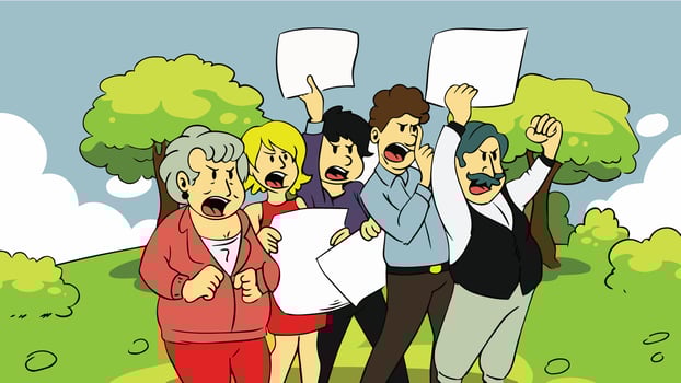 Group of protesters in a park vector