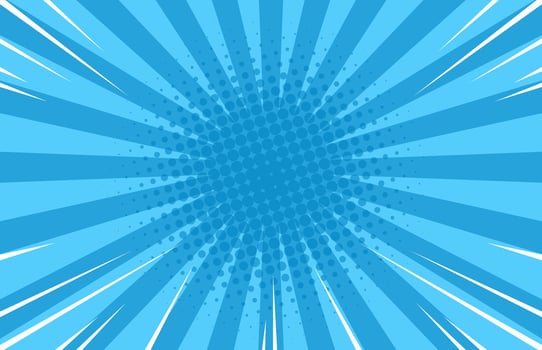 Blue pop art comic halftone dots background vector