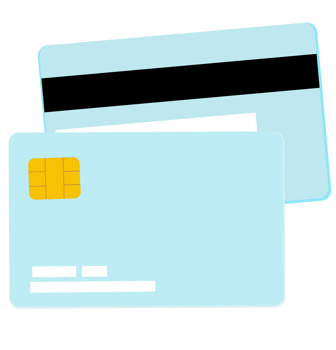 Blue card with white numbers and chip, modern look. png