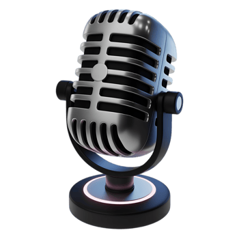 A retro silver and black microphone is isolated on transparent background, representing vintage audio technology png